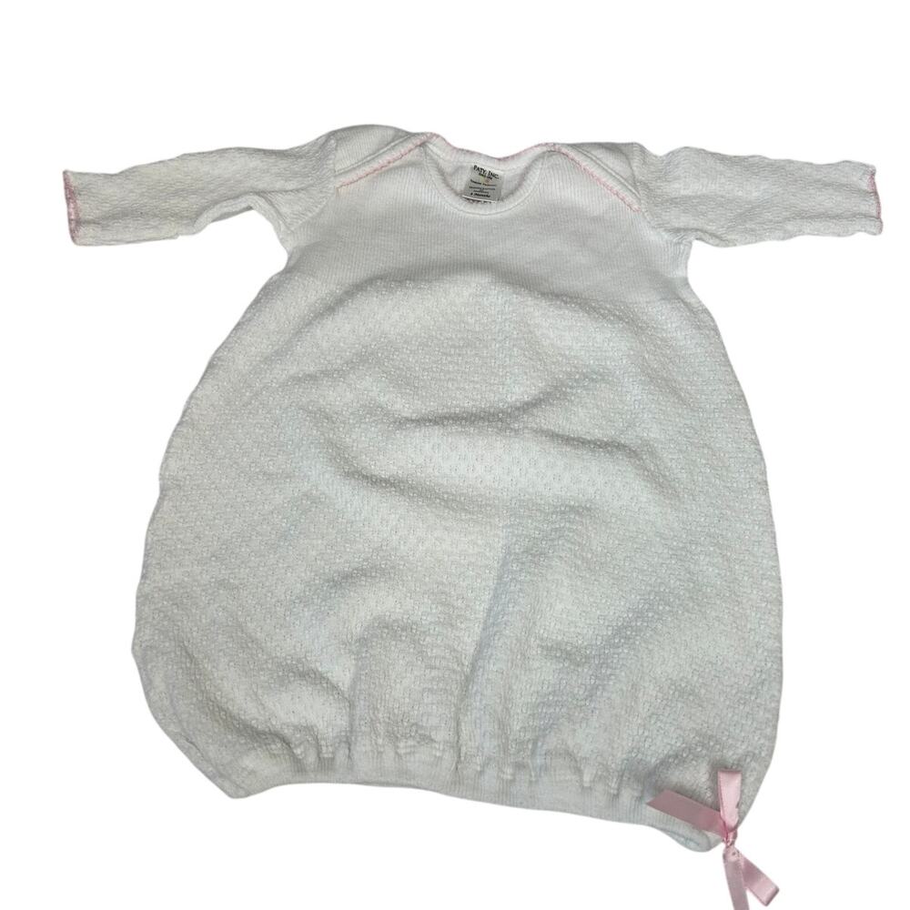 PatyInc Overlap Gown delicate pink trim along neckline w/bow at hem size 3M